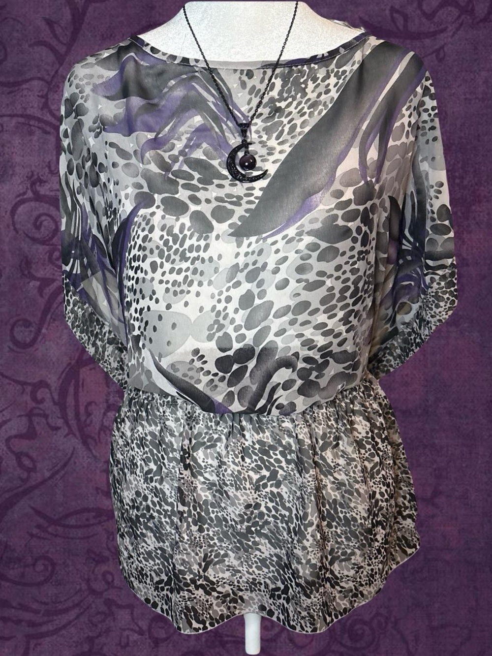 Miley Cyrus & Gray and Purple Patterned Tunic